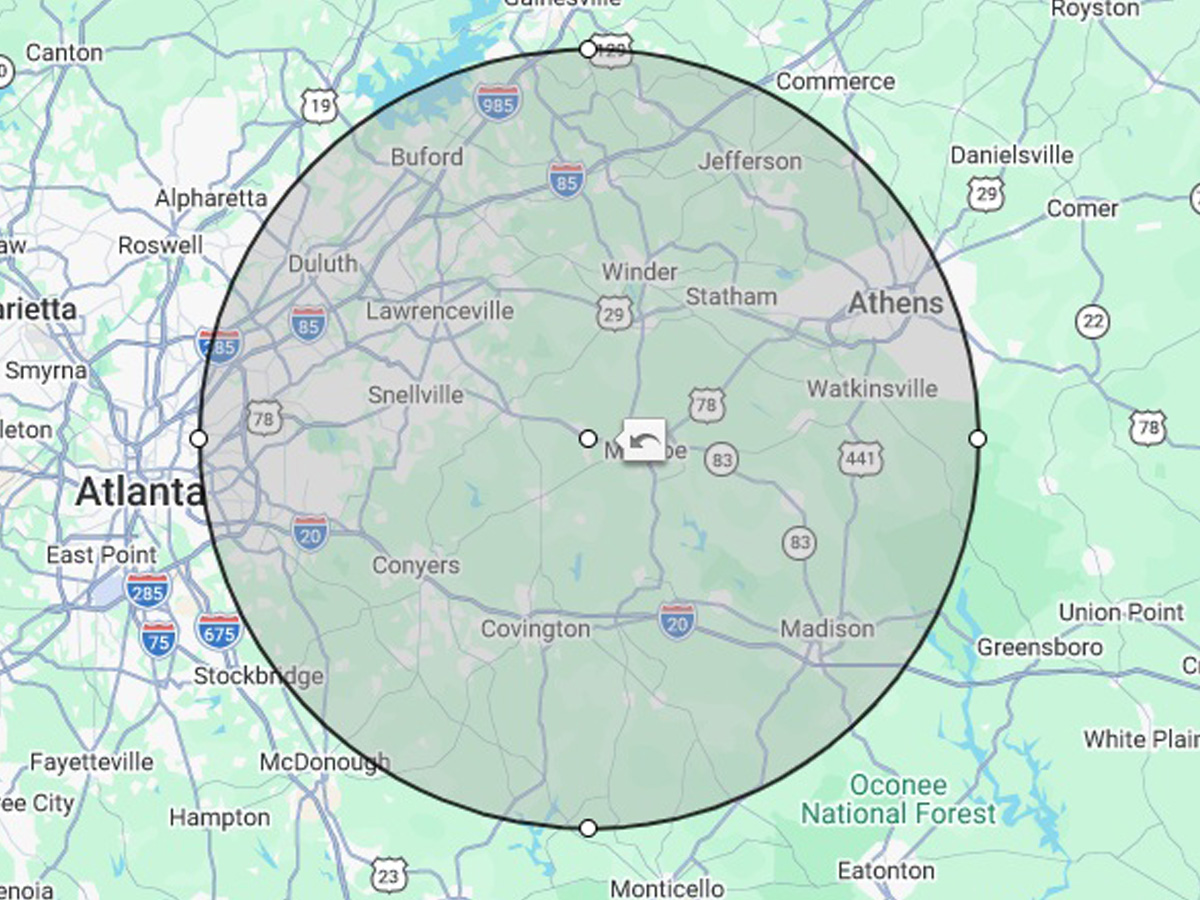 Wilson Construction Services — Monroe & Metro Atlanta Service Area Map